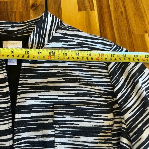 Chicos Open Front Jacket Womens Zebra Abstract Print Gray White  Lined SZ 2‎ L - Picture 10 of 11
